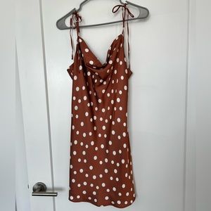 NWT Abercrombie & Fitch Removable Strap Satin Cowl Neck Mini Light Brown Medium